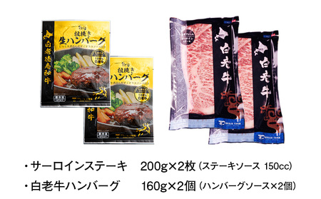 サーロインステーキ&粗挽き生ハンバーグセット 白老牛 北海道 徳寿 BJ081