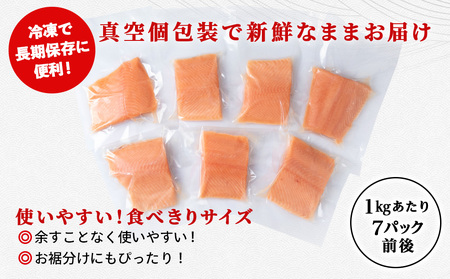 北海道産 サクラマス ロイン 1kg 生食可〈小田切水産〉 AM139