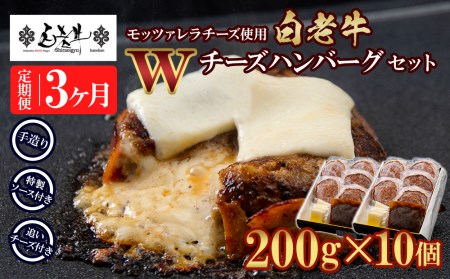 定期便3カ月 お楽しみ 白老牛 Ｗチーズ ハンバーグ セット 10個 BY091