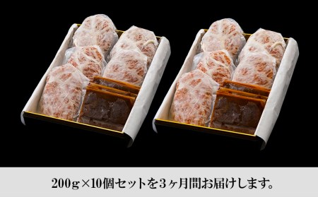 定期便3カ月 お楽しみ 白老牛 ジューシー ハンバーグ セット 10個 網脂