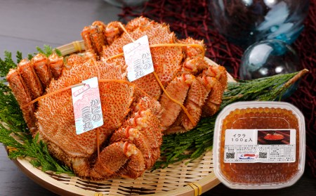 毛ガニ 冷凍 2尾 (1尾420-460g前後)・ 訳あり イクラ 100g セット AS170