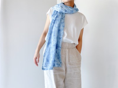 あまべ藍シフォンストール　叢雲柄 藍染 藍染め