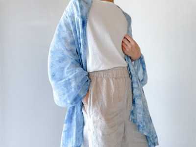 あまべ藍シフォンストール　叢雲柄 藍染 藍染め