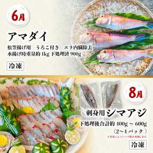 【定期便全６回】海陽町の『海の幸』定期便 クエ クエ鍋 牡蠣 アマダイ シマアジ アオリイカ 伊勢海老