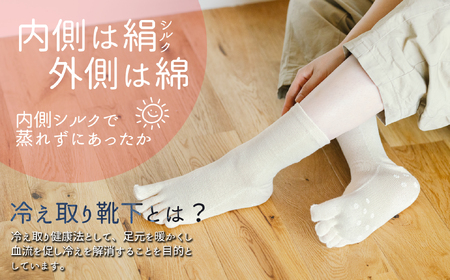五本指肌シルクソックス3足セット(クルー丈/22~24cm/婦人サイズ/ベージュ/すべり止めなし)