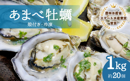 あまべ牡蠣 冷凍 1kg 牡蠣 シングルシード 生食用 殻付き かき カキ オイスター 生ガキ 生牡蠣 生がき 生かき