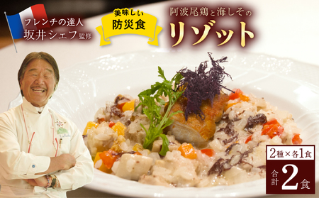 先行予約 阿波尾鶏と海しそのリゾット 2食 セット ブイヨン仕立て 生クリーム仕立て 各1食 計2食 防災食 【2026年6月以降発送】