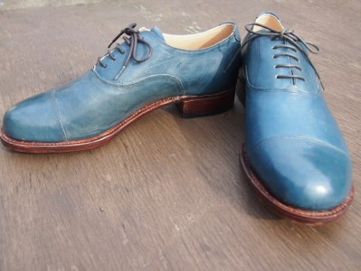 ドレスシューズ レザー メンズ 藍染 カジュアルシューズ 革靴 ハンドソーンウェルトテッド製法 藍染め