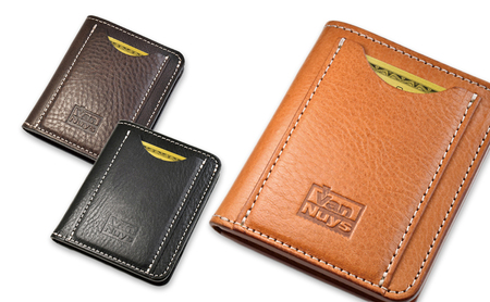 VanNuys マネークリップ機能付き 胸ポケットにも入る多機能コンパクトウォレット オイル シュリンク レザー 財布 本革 コンパクト ヌメ革 ギフト バンナイズ ファッション小物  ビンテージブラック