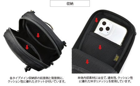 VanNuys 薄型サブポケット /Type-Cショルダー ウエストバッグ ウエストポーチ アウトドア ボディバッグ ヒップバッグ ブラック バンナイズ ファッション カバン 