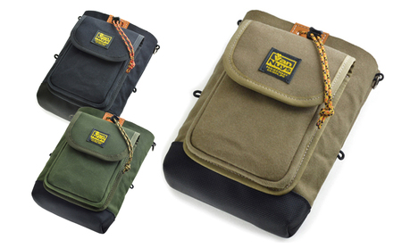 VanNuys セミフラップフロントポケット付き ウエストオープンツールバッグ  多機能 収納多数 メンズウエストバッグ  メンズヒップバッグ 帆布 バンナイズ ファッション カバン  シャドウベージュ