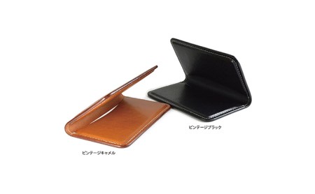 ビンテージオイルレザーの薄型名刺ケース　バンナイズ オイル シュリンク レザー 本革 名刺 ファッション小物 ファッション 財布  ビンテージキャメル