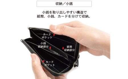 手の平サイズのオールインワンL型ファスナーウォレット　バンナイズ オイル シュリンク レザー 本革 財布 コンパクト カード 収納 ファッション小物 ファッション カバン バッグ  ビンテージキャメル