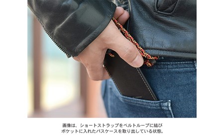 ビンテージオイルレザーのパスケース　バンナイズ オイル シュリンク レザー 本革 パス カード 収納 電車 バス ファッション小物 ファッション  ブラック/レッド