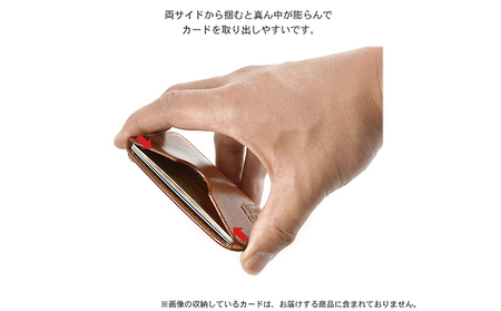 ビンテージオイルレザーのコンパクト両面カードケース　バンナイズ オイル シュリンク レザー 本革 パス カード 収納 電車 バス ファッション小物 ファッション  ビンテージキャメル