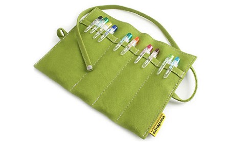 帆布の巻きペンケース／オープンタイプ　バンナイズ 帆布 シャーペン 鉛筆 ステーショナリー バッグイン 雑貨 日用品 文房具  ライムブルー