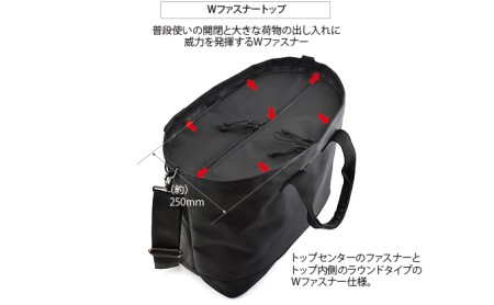 バンナイズ　黒 トートバッグ ナイロン製 Wファスナーのボストントート バンナイズ バリスティック