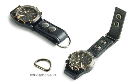 ぬめ革の時計ホルダー／Type-D（幅：20mm）腕時計 レザー ホルダー 吊り下げ ブラック キャメル バンナイズ VanNuys キャメル