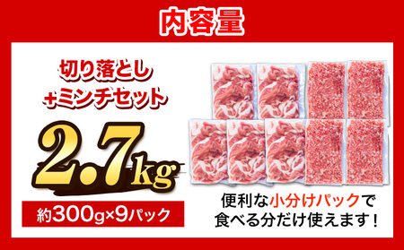 ＜阿波の金時豚＞切り落とし＋ミンチセット 大容量 2.7kg アグリガーデン 《30日以内に出荷予定(土日祝除く)》｜豚肉 ぶたにく 切り落とし ミンチ 肉 お肉 おにく