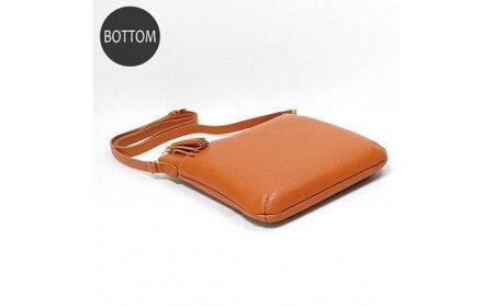 オリーブレザー 縦ショルダーバッグ チョコ