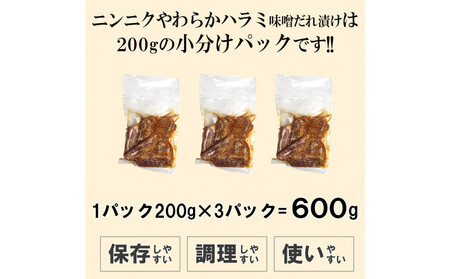 ガツンとにんにくやわらかハラミ味噌だれ漬け600g(200g×3)