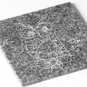 owl / Ichiro Yamaguchi|山口一郎氏イラスト刻印の庵治石プレート