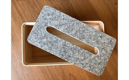 石と桧のテイッシュケース