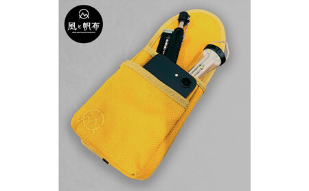 香川県産 丈夫でやさしい綿の手触り 帆布の吊るせるポーチ オリーブ、１点