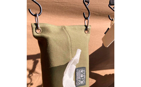 香川県産 丈夫でやさしい綿の手触り 帆布のティッシュ&ペーパータオルケース オリーブ、1点