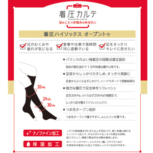 【メディックピエドシリーズ】着圧ハイソックス オープントゥ Sサイズ ブラック ソックス くつした 靴下 日用品 美容 着圧ソックス 生活用品 健康用品 健康グッズ スポーツ 旅行 トラベル