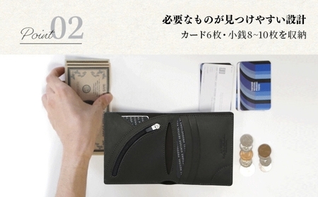 財布 二つ折り R-42 AirWallet tanned leather ブラック 黒 ウォレット