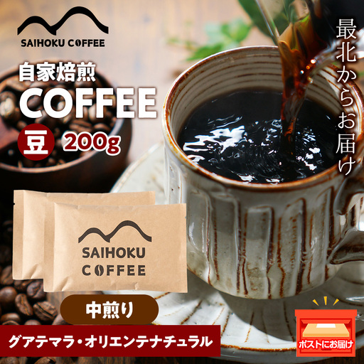 自家焙煎珈琲　グアテマラ・オリエンテナチュラル 中煎り(豆) 200g
