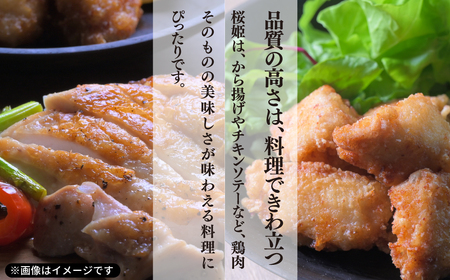 【1253】＜定期便＞隔月３回「桜姫」国産ブランド鶏　もも肉・むね肉計4kgのたっぷりセット