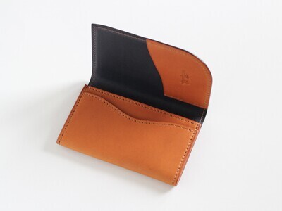 名刺入れ tanikoオリジナル 紺×赤茶 革 レザー 作家物 北海道 [AXAP010]