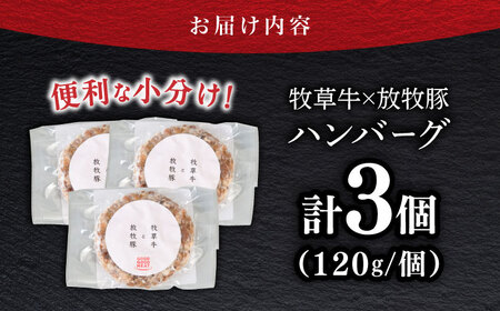 【牧草牛×放牧豚】ハンバーグ 3個 【GOODGOOD株式会社】 合い挽き 牛肉 豚肉 小分け 冷凍 北海道 [AXBP013]