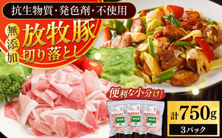放牧豚 切落し 計750g（250g×3） 精肉 スライス 小分け 冷凍 北海道 [AXBA118]
