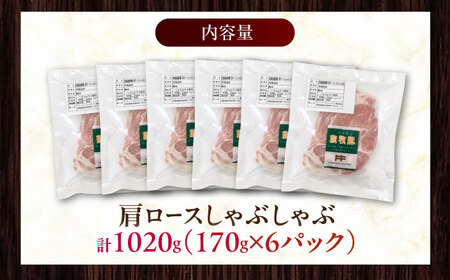 放牧豚肩ロース しゃぶしゃぶ 計1020g（170g×6） 精肉 スライス 薄切り 小分け 冷凍 北海道 [AXBA132]