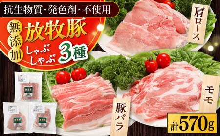 放牧豚 しゃぶしゃぶ3種セット 計570g 精肉 スライス 小分け 冷凍 北海道 [AXBA153]