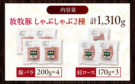 放牧豚 しゃぶしゃぶ2種セット 計1，310g 精肉 スライス 小分け 冷凍 北海道 [AXBA155]