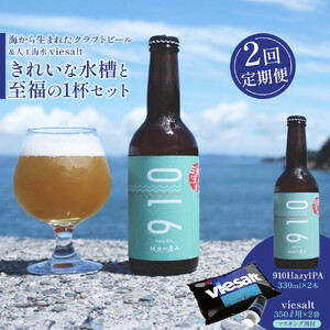 【全2回発送】きれいな水槽と至福の1杯セット2（1回目】はクラフト発泡酒「９１０」330 ml × 2本 【2回目】は人工海水viesalt　350L用×2袋　をお届け） 11,100円