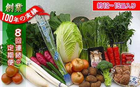 〈定期便8回〉創業100年!老舗の八百屋がチョイスした厳選やさいと旬の果物の詰め合わせ