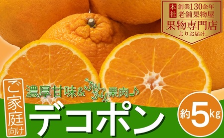 ご家庭用！「デコポン」約5kg フルーツ デザート 甘い 果物類 みかん 柑橘類 手で剥ける 果皮 甘味 果肉 肉厚 ジューシー 専門店 美味しい