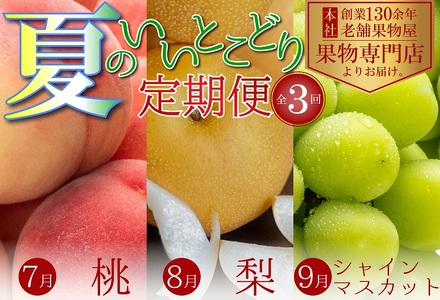 夏のいいとこどり定期便【全3回】 果物 フルーツ デザート 食後 桃 梨 シャインマスカット ぶどう 夏のフルーツ 夏の果物