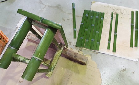 【竹工芸品】竹ベンチ 民芸品 インテリア  緑