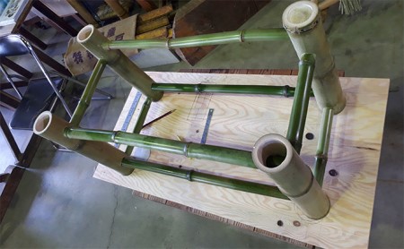 【竹工芸品】竹ベンチ 民芸品 インテリア  緑