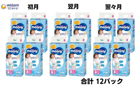 【3ヶ月連続定期便】ムーニーマン  女の子用 Lサイズ 44枚×4袋