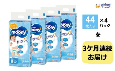 3ヶ月連続定期便】ムーニーマン 男の子用 Lサイズ 44枚×4袋 | 香川県