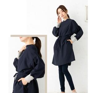 ドロップショルダー割烹着(カラー:ネイビー)エプロン