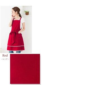 ウエストリボンダブルフリル エプロン(カラー:レッド)