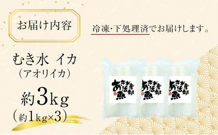 むきあおりいか 約3kg (1kg×3) 下処理済 冷凍 小分け【アオリイカ いか イカ 刺身 お造り 海鮮 魚介 いかソーメン】